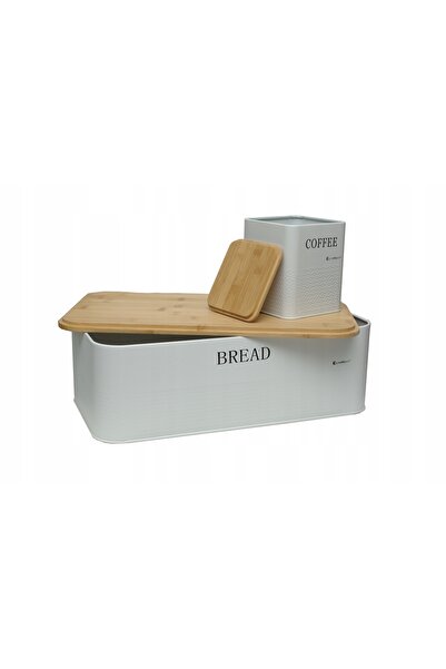 NO BRAND Pâine + Recipient pentru cafea + Zahăr + Ceai Set de bucătărie alb, ...