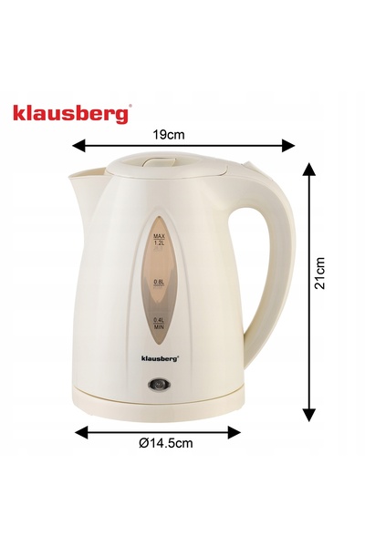 Klausberg Fierbător electric mic 1.2L crem LED fierbere rapidă