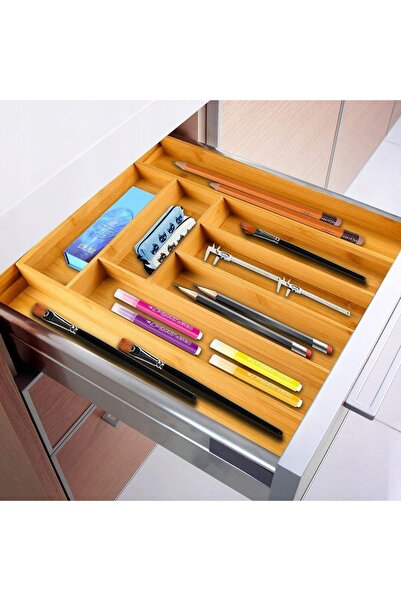 Kinghoff Organizator extensibil din bambus pentru tacâmuri, pentru sertar