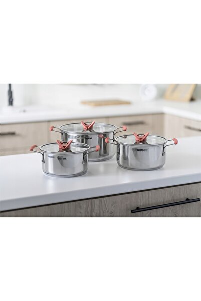 TEFAL Set de oale Opti'Space din oțel inoxidabil 6 piese.