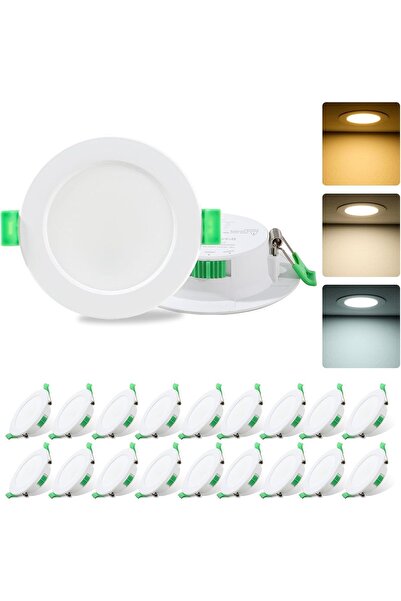 Dotail Set of 20 recessed LED spotlights, 7W, 600 lm,3000K-6500K, IP44, 8.8 c...
