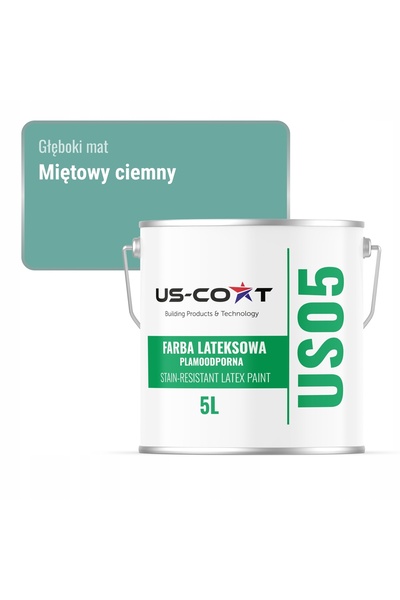 NO BRAND Vopsea latex impermeabilă, culoare mentă închisă, H1533, 5L, mată, p...