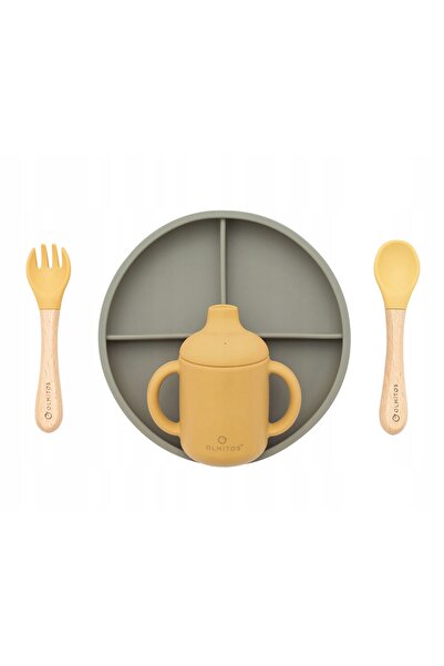 Olmitos Set cină silicon 5 piese verde non-toxic 6-36 luni