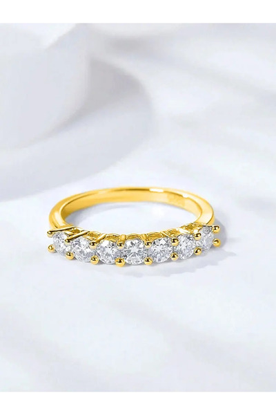 choice2 7 golden 925 Sterling Silver Round Zircon Shiny Gorgeous Rings For Wo...
