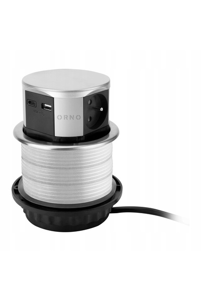 Orno Priză încastrată retractabilă în masă, extensibilă, USB, USB-C, 3x230V, ...