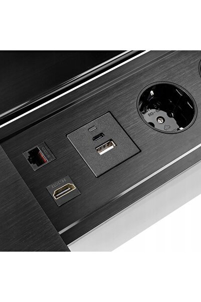 Spacetronik Priză de birou deschizabilă Mediaport USB/HDMI/RJ45 cu 2x socluri
