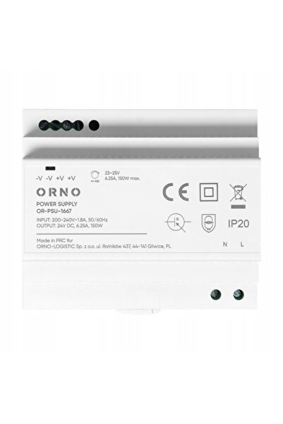 Orno Sursă de alimentare pe șină DIN 24V CC 6.25A 150W 6 module