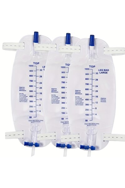 Choice 1000ml 3 counts Leg Urine Folding Drainage Bag, Tube Drainage and Adju...