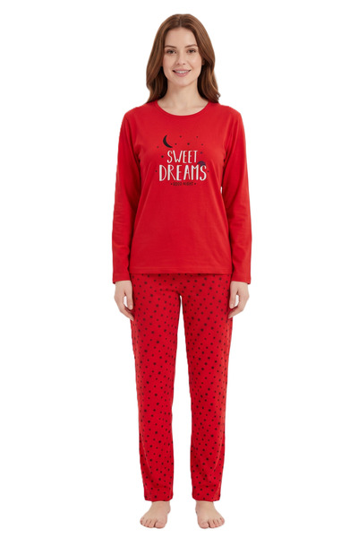 FAMES PİJAMA Women's seasonal long sleeve sweet dreams pajama set
