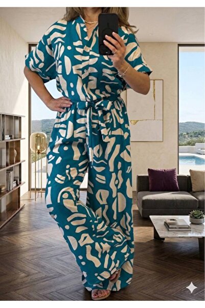 MAXORA SHOP Compleu colorat din vascoza Megan - Albastru
