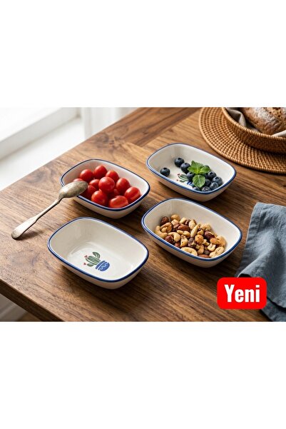 Ganita home Tabak Kayık Rectangular Presentation & Breakfast Snack Set 4 Piec...