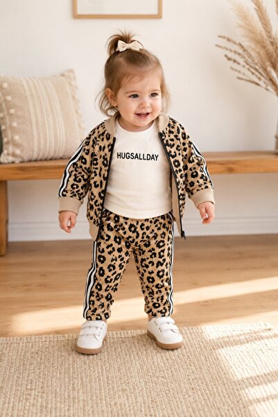 Pure Boutique Βρεφικό σετ 3 τεμαχίων από βαμβάκι με animal print, με μπλούζα,...