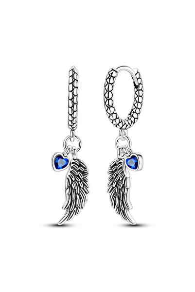 Choice KTE534 925 Sterling Silver Angel Wing Heart Hoops Earrings for Women B...