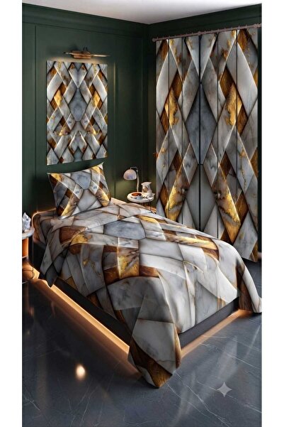 Elmas Dizayn 280*240 Cm.Fon Curtain Special Design Single Bedding Room Set Co...