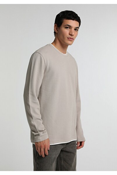 Colin's Regular Fit Round Neck Jacquard Men's Brown T-Shirt