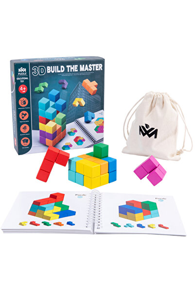 OEM Joc educativ Build the Master Tetris 3D - set cuburi din lemn multicolor