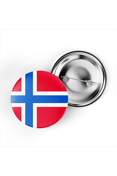 iBerk 5 Adet - 44 mm İğneli Çanta Rozeti - Vektörel Ülke Bayraklı Norway Norv...