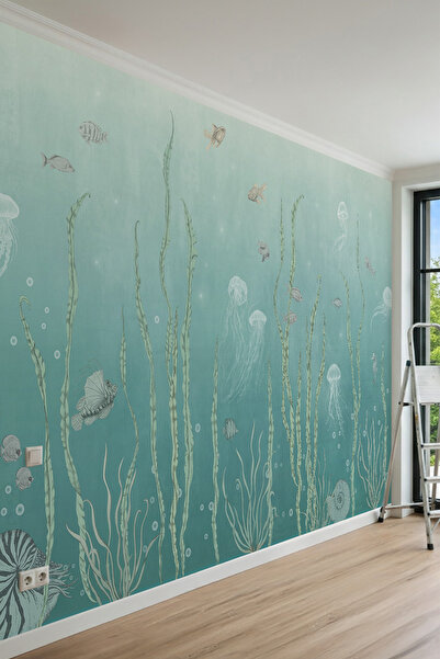 dreamwall Deniz Altı Dünyası Temalı Çizgisel Tek Parça Tekstil Duvar Kağıdı