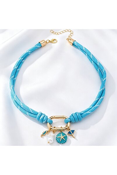 Choice XL6030 Fresh Summer Blue Braided Cord Choker Necklace Women Ocean Resi...