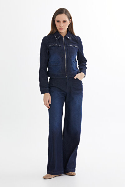 GİZİA İşleme Detaylı Denim Ceket