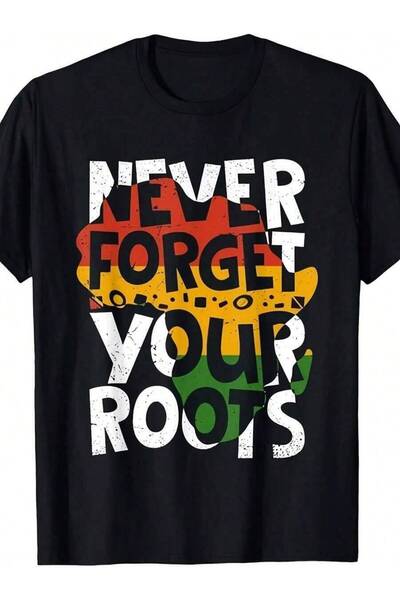 9JY Men's Never Forget Your Roots Afro American Month-Shirt - Retro Cultural ...