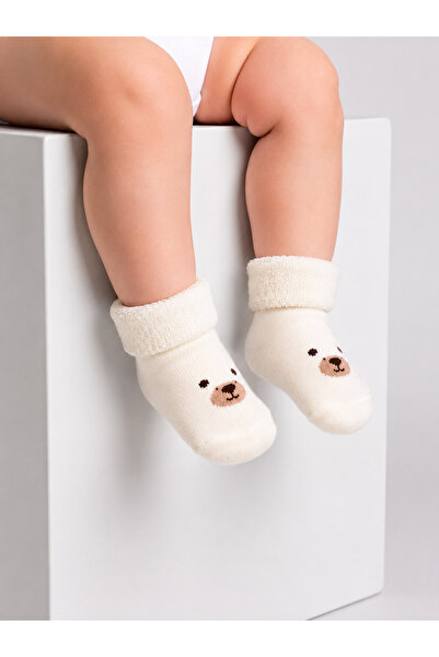 Panfilia 100% Cotton 0-6 Months Baby Towel Socks Set of 4 / Unisex Baby Girl and Boy Boxed Socks