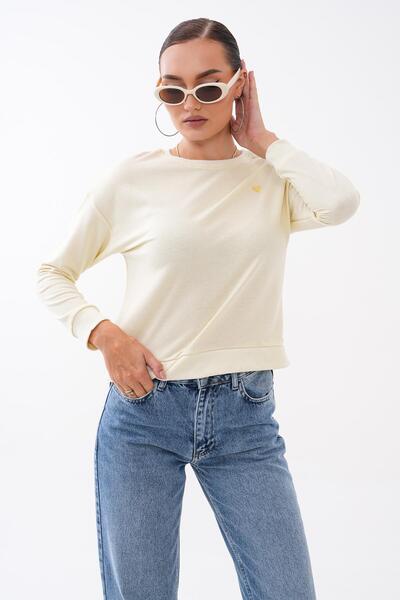ŞİMAL Women's Heart Embroidered Two-Thread Sweatshirt 255327 - 265045
