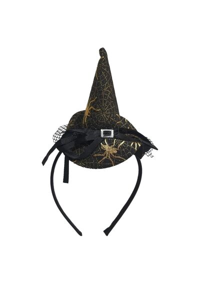 NET MARKET Halloween Gold Örümcek Desenli Cadı Şapkalı Saç Tacı - Tül & Toka ...