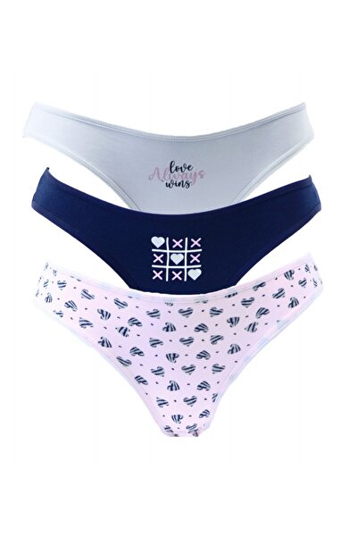 HUNEX UNDERWEAR Γυναικείο σλιπ 3 τεμάχια, βαμβακερό με στάμπα 935-08, Έγχρωμη...