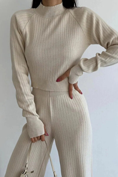 H&E LUXURY DESIGN Women's Cropped Finger-Loop Knit Set