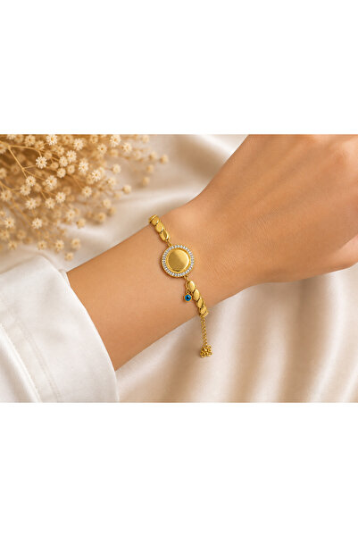 Bymiel 316L Stainless Steel Evil Eye Beaded Stone Framed Women's Bracelet