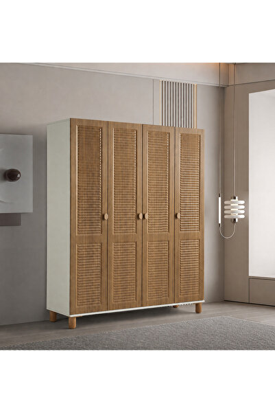 Pema Home Favori %100 MDF Membran 4 Kapaklı Dolap Gardırop Aynasız