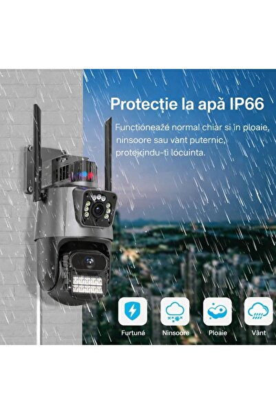 Generic Brand Cameră de supraveghere WiFi 4G Dual Lens PTZ, 2 camere reale, r...