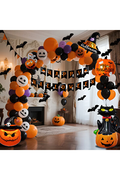 NEVERMORE Σετ μπαλονιών και διακοσμητικών για το Halloween, 101 τεμάχια, μπαλ...