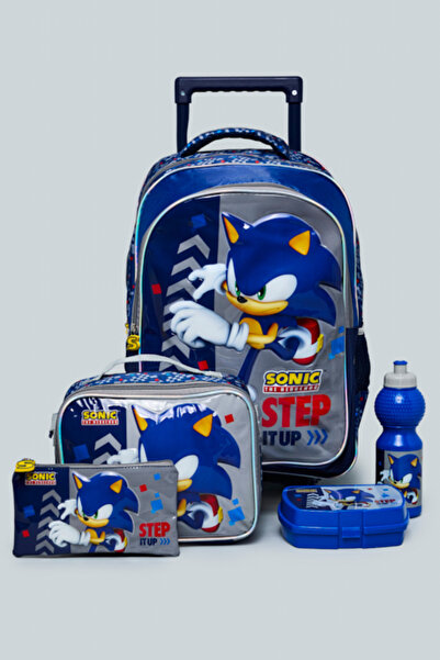R&B 5 Pack Sonic Print Tolley Backpack Set - 18"