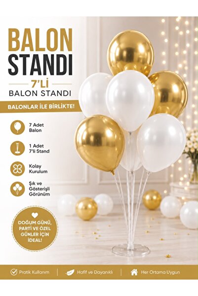 Genel Markalar 7’li Balon Standı Parti Süsleme Dikey Sunum Aparatı
