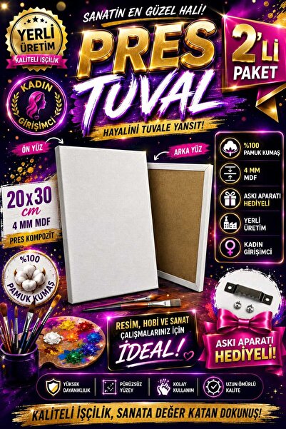 mercan tuval Mercan Pres Tuval 20 Cm X 30 Cm 2 Li Paket