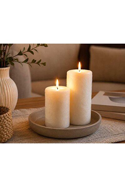 Generic Brand Lumânări cilindrice decorative – Set 2 bucăți