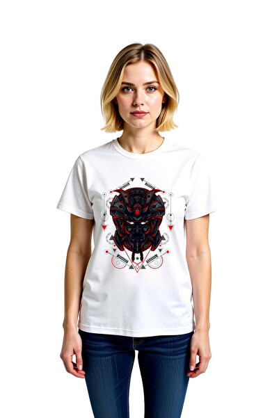 PayBuy Sparkling Samurai Head Cyber Design Printed Women's T-Shirt