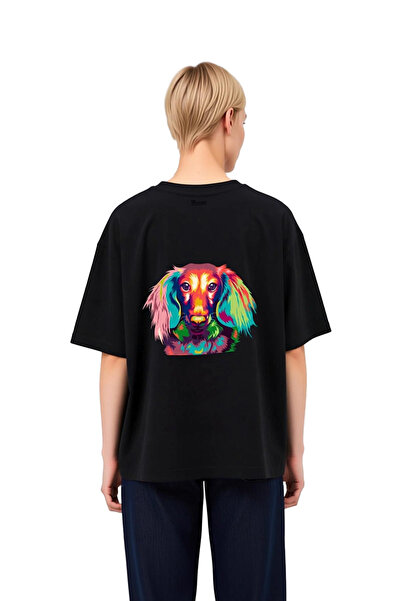 PayBuy Women's Oversize T-Shirt Pop Art Dog Portrait Digital Print Neon Color...