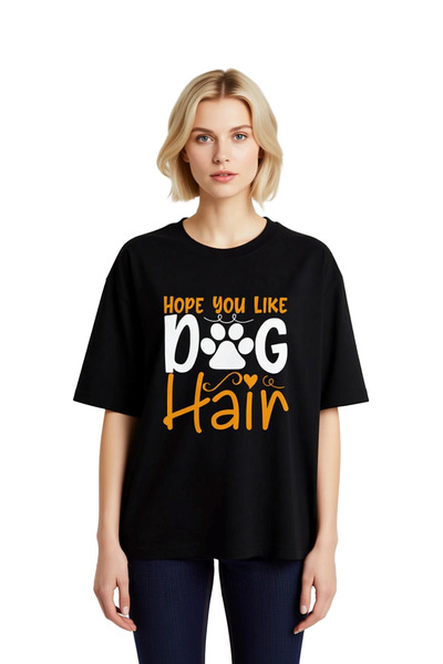 PayBuy Women's Oversize Graphic Printed Dog Hair Themed Short Sleeve Relaxed ...