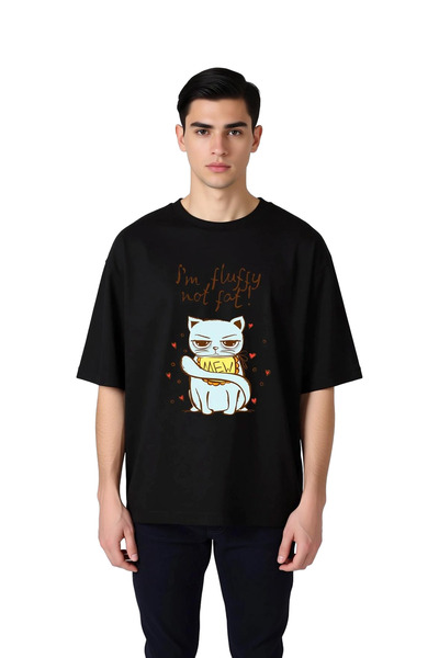 PayBuy Men's Oversize T-Shirt 100% Cotton Cat Printed Graphic Humor Design Re...