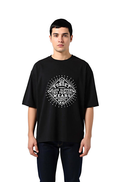 PayBuy Men's Oversize T-Shirt with Motorcycle Boots and Princess Print