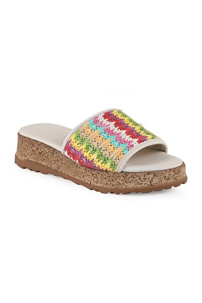 Mammamia Women's Slippers Daily Cork Filling Sole Anatomical Colored Knitted ...