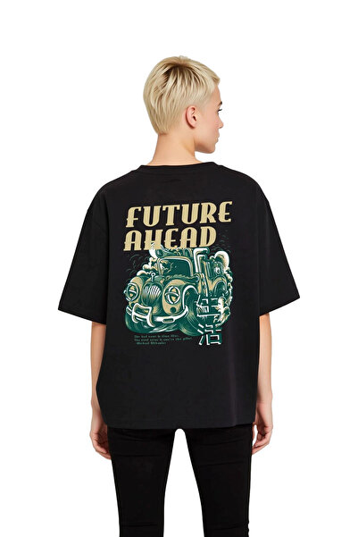 PayBuy Women's Oversize Graphic Printed T-Shirt Futuristic Car Themed Casual ...