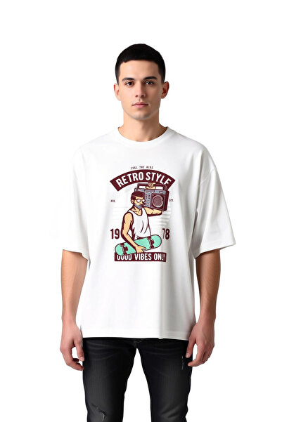 PayBuy Men's Oversize Graphic Printed T-Shirt Retro Music Themed Positive Mes...