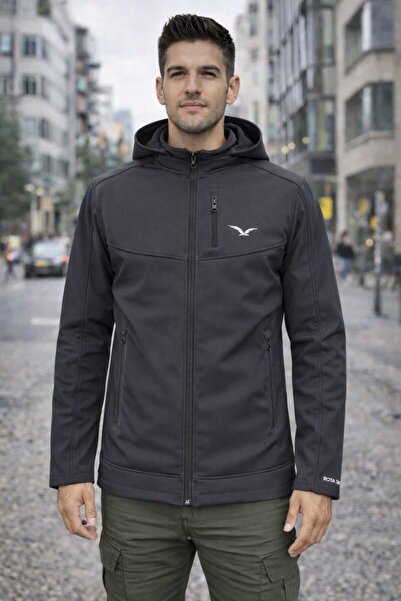 Sınwear Men's Black Outdoor Softshell Coat with Fleece Lining, Water and Wind...