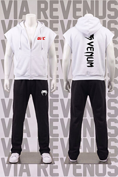 Vordevia Front and Back Printed Sleeveless Zippered Hooded 3 Thread Raster Tr...
