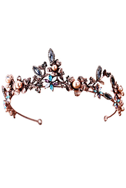 VeeShop Coronita eleganta Giselle, cu flori si frunzulite din cristale colora...