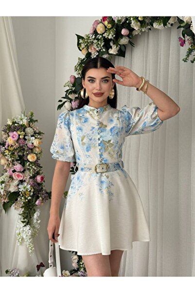Clothes Fast Γυναικείο Μίνι Φόρεμα με Φλοράλ Σχέδιο Μπλε Φλοράλ Μοτίβο με Λεπ...